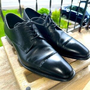 Johnston & Murphy Men's Leather Black Cap Toe Size 10M 24-2941 Made In Italy